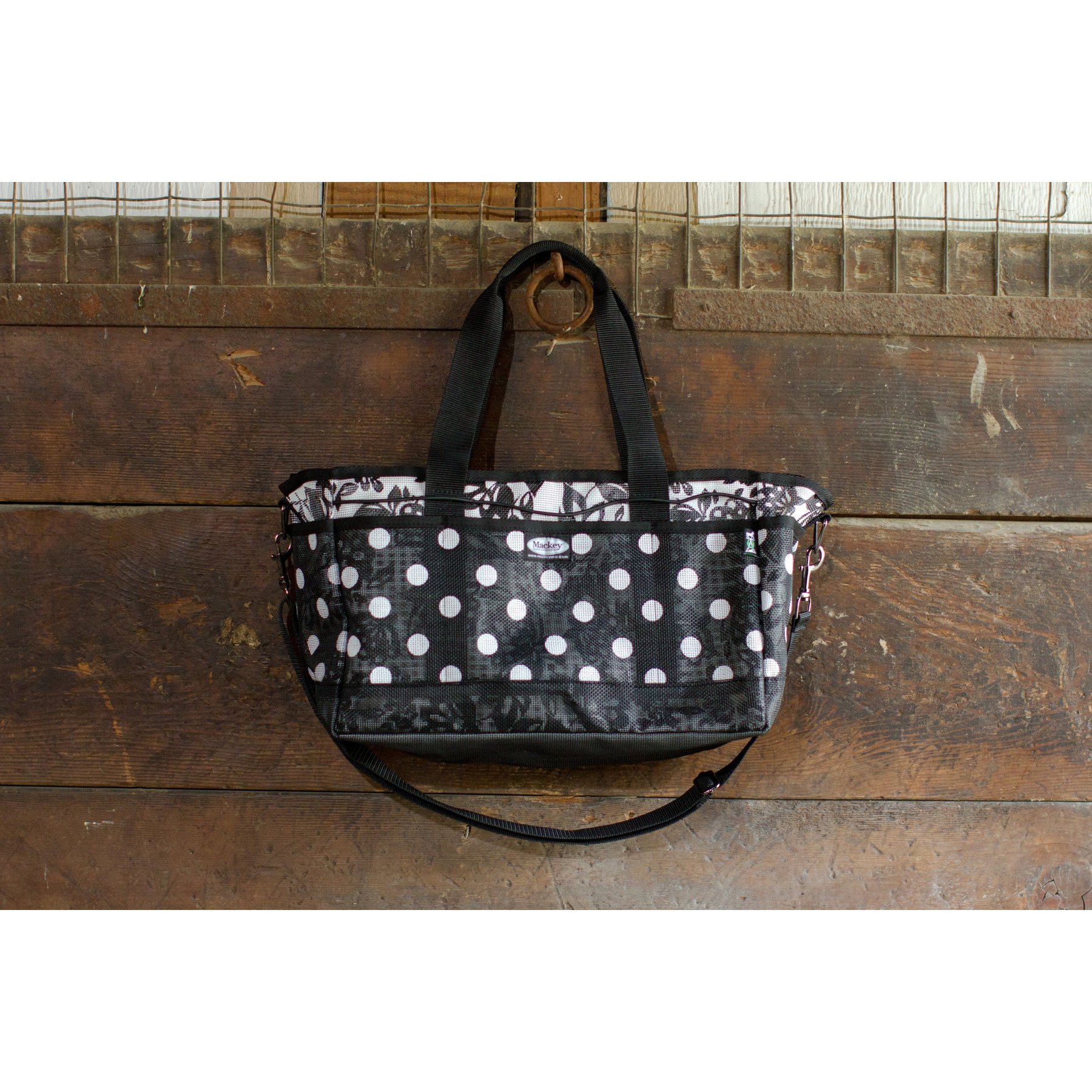 Mackey Equine Accessories Dandy Horse Grooming Tote Organizer Bag, Black/White