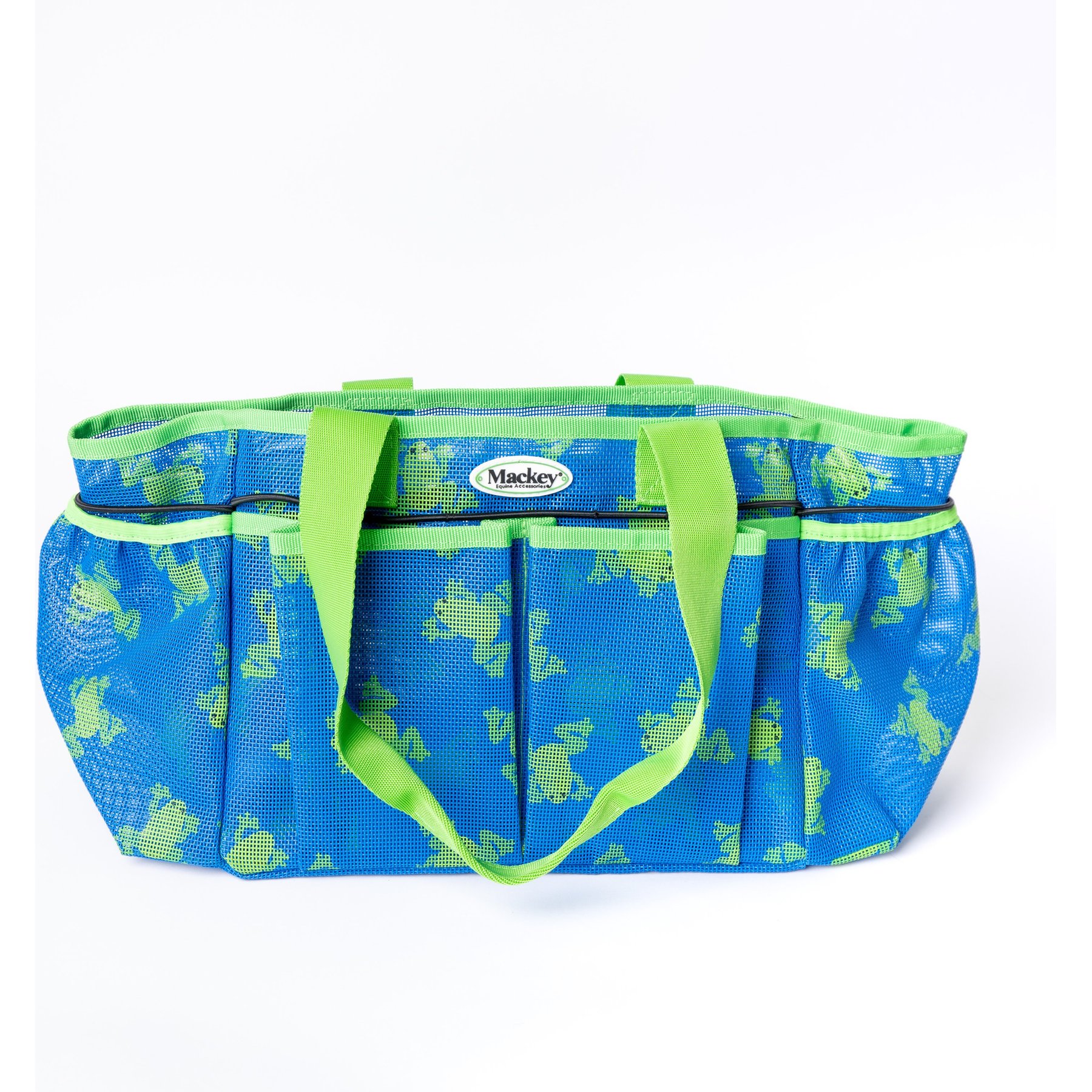 Mackey Equine Accessories Flying Frogs Horse Grooming Wash Rack Tote, Blue/Green