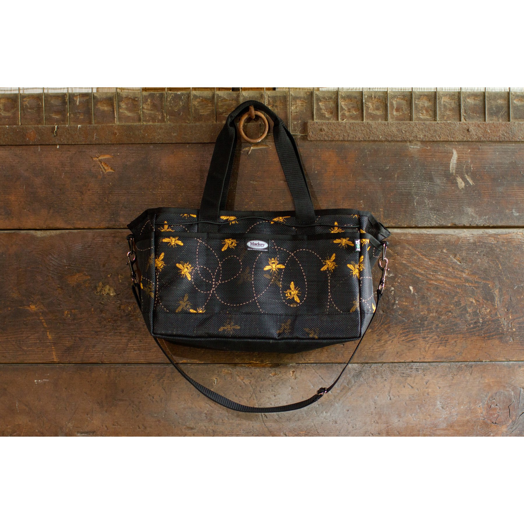 Mackey Equine Accessories Bee Mine Horse Grooming Tote Organizer Bag, Black/Yellow