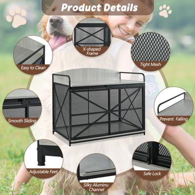 Show full view: Zeus & Ruta Farmhouse Metal Furniture Style Dog Crate, Gray, 42.8 inch slide 4 of 5