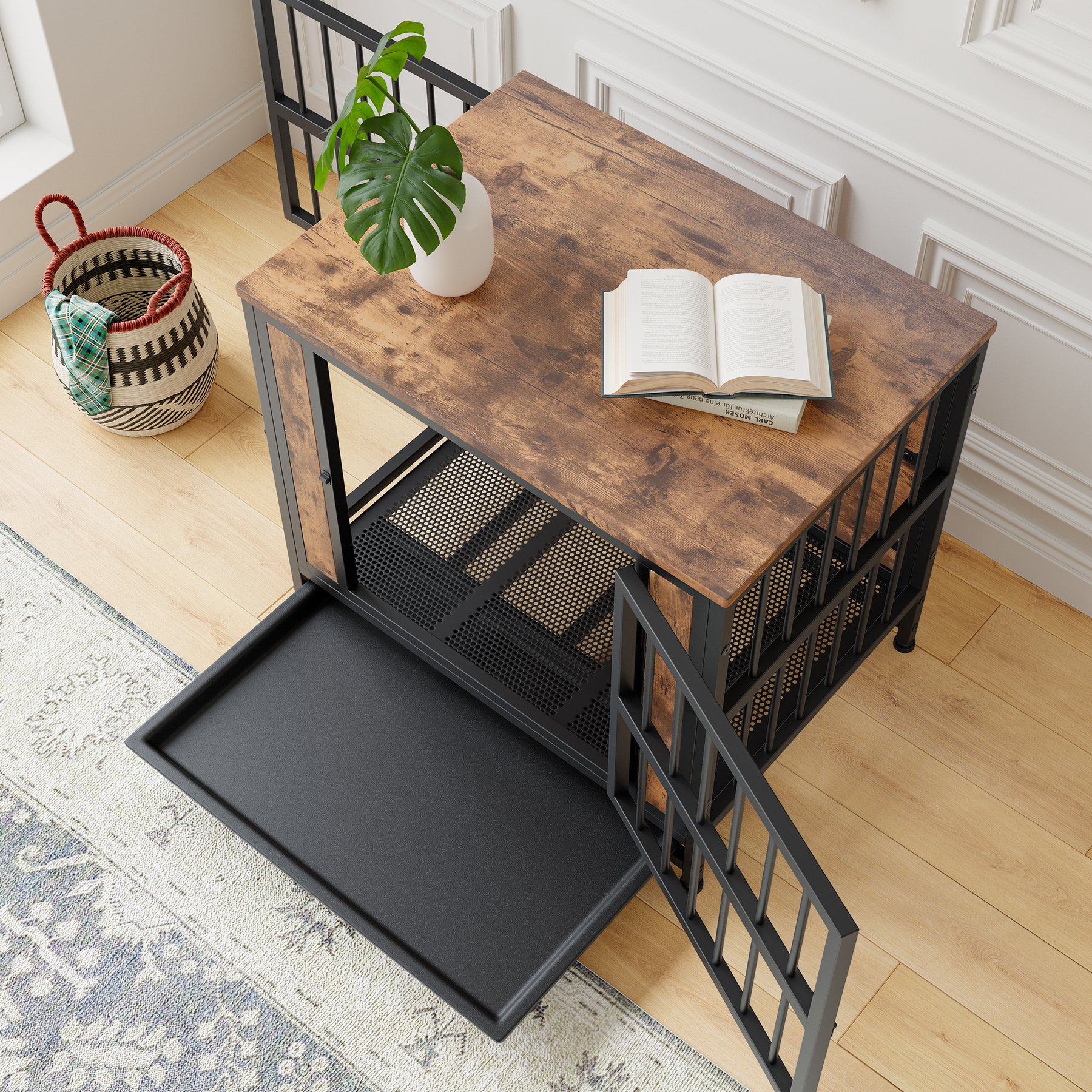 Cesicia Furniture Style Dog Crate, 27.48 x 20.12 x 24.57-in