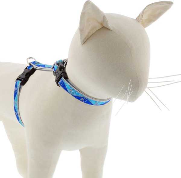 Show full view: LupinePet Reflective Paws H-Style Cat Harness, Large: 12 to 20-in chest, Blue Paws slide 1 of 6