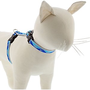 LupinePet Reflective Paws H-Style Cat Harness, Large: 12 to 20-in chest, Blue Paws