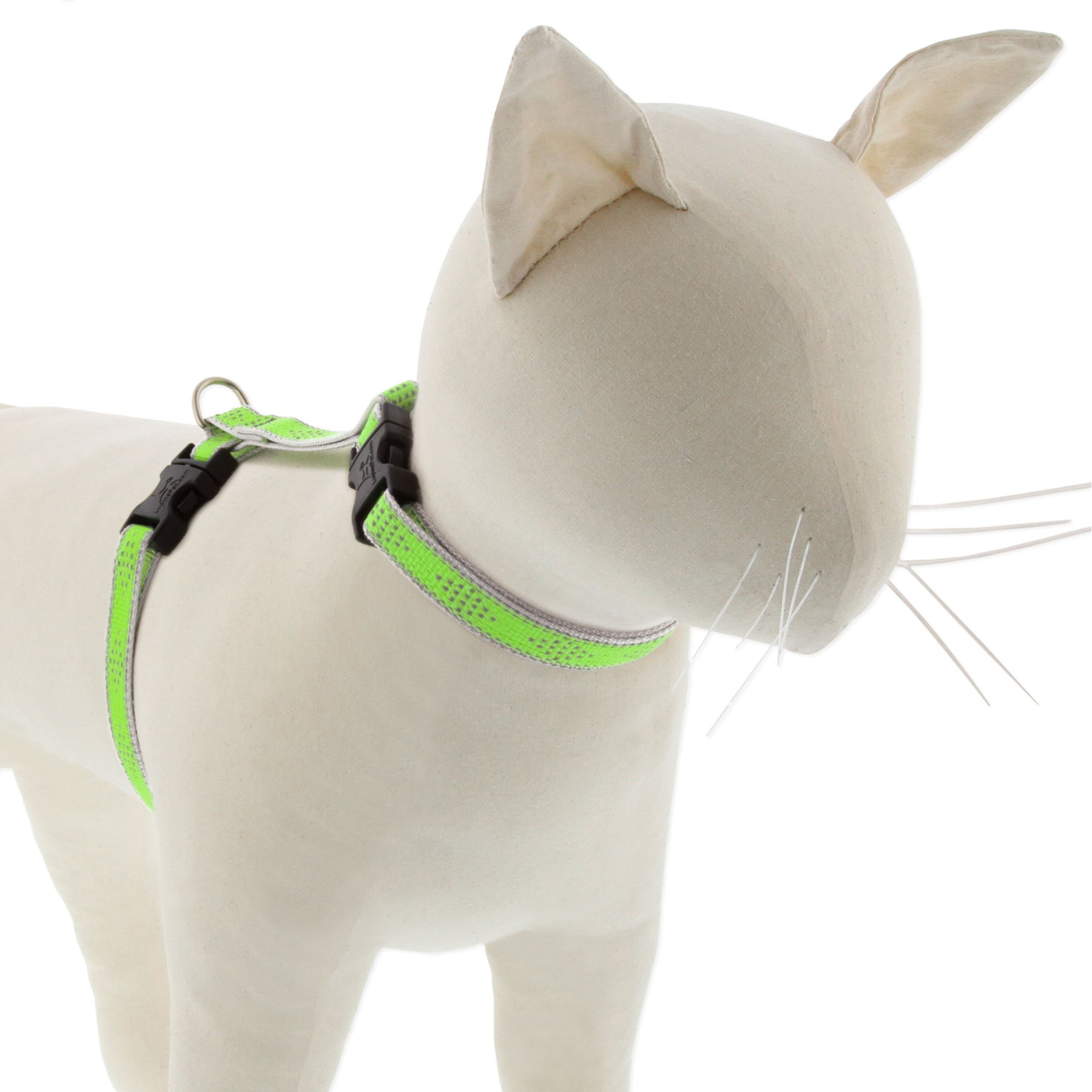 LupinePet Reflective Diamonds H-Style Cat Harness, Green Diamond, 12 to 20-in chest