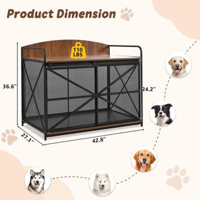 Show full view: jansno Heavy Duty Farmhouse Wooden End Table Furniture Style Dog Crate slide 7 of 7