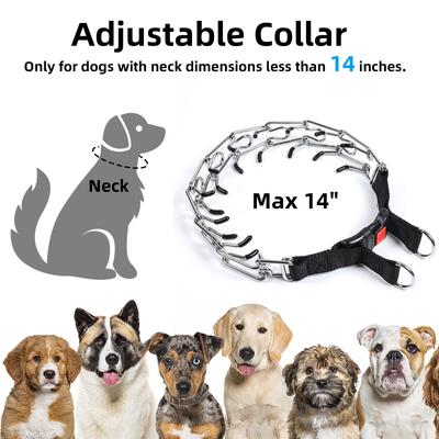 Show full view: Bousnic No Pull Pro-Training Quick Release Buckle Stainless Steel Prong Dog Collar, 14-in neck, 2.5-mm wide slide 7 of 9