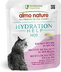 Almo Nature Hydration Help HQS Salmon Recipe in Broth Wet Cat Food Topping, 1.77-oz pouch, case of 12