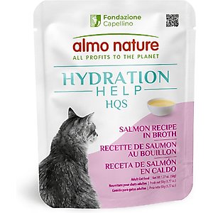Almo Nature Hydration Help HQS Salmon Recipe in Broth Wet Cat Food Topping, 1.77-oz pouch, case of 12