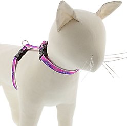 LupinePet Reflective Paws H-Style Cat Harness, Large: 12 to 20-in chest, Pink Paws