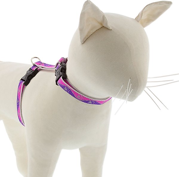 Show full view: LupinePet Reflective Paws H-Style Cat Harness, Large: 12 to 20-in chest, Pink Paws slide 1 of 6