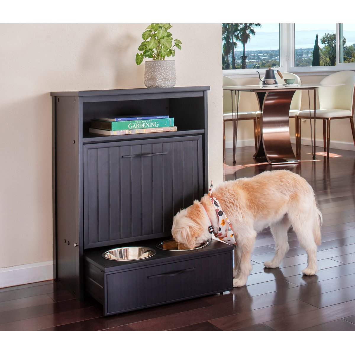 New Age Pet ECOFLEX Double Dog Bowl, Espresso Black
