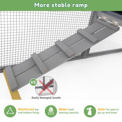 Show full view: Coziwow 2-Tier Double-Door Wooden Rabbit Hutch, Grey slide 8 of 10