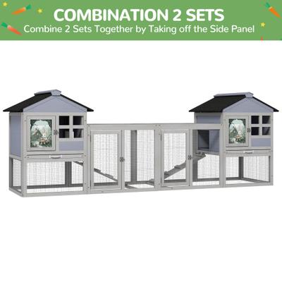 Show full view: Coziwow 2-Tier Double-Door Wooden Rabbit Hutch, Grey slide 6 of 10