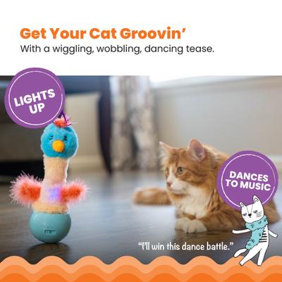 Show full view: Catstages Electronic Dancing Ostrich Interactive Plush Cat Toy, Blue slide 2 of 8