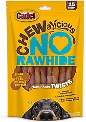 Cadet Chewalicious Rawhide-Free Natural Classic Chewy Rolls Peanut Butter Flavor Dog Treats, 15 count