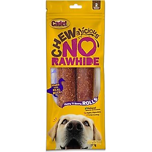 Cadet Chewalicious Chewy 'N Savory Rolls Duck Flavor Dog Chews, 2 count