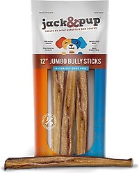 Jack & Pup Odor Free 12-inch Jumbo Beef Bully Sticks Dog Treats Chews, 3 count