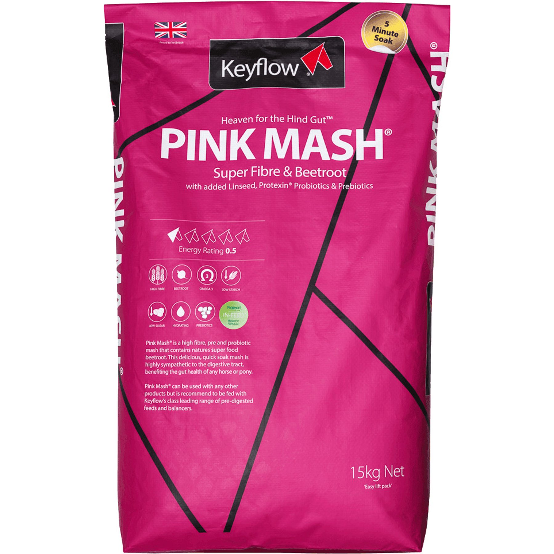 Keyflow Feeds Pink Mash Low Sugar & Low Starch Horse Feed, 33-lb bag