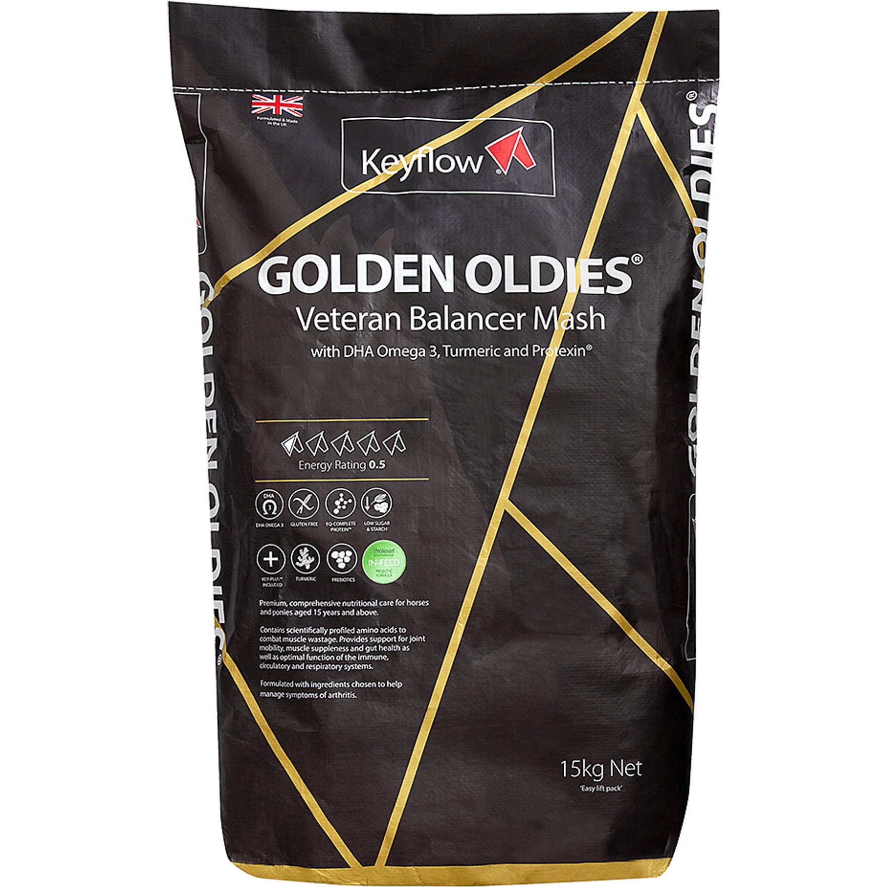 Keyflow Feeds Golden Oldies Senior Low Sugar, Low Starch & High Fat Horse Feed, 33-lb bag
