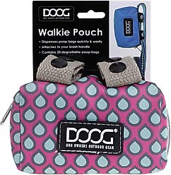 DOOG Walkie Dog Pouch Luna Dog Poop Bag Dispenser, Pink/Tear Drops