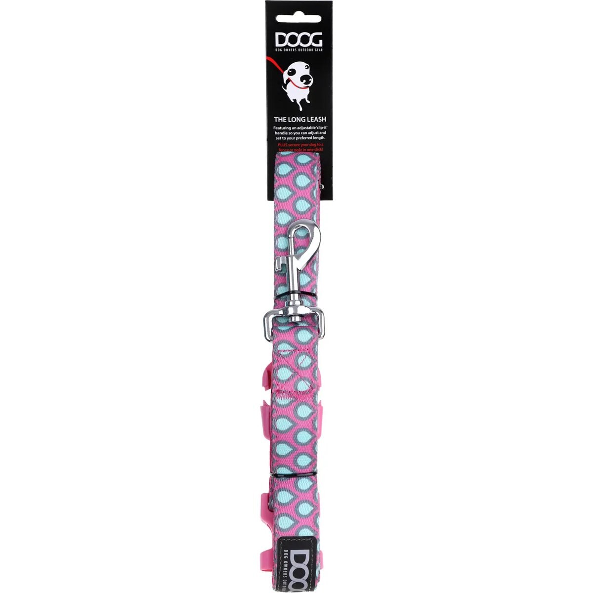 DOOG Neoprene Clip It Luna Dog Leash, Pink/Blue, X-Large: 62-in long, 1-in wide