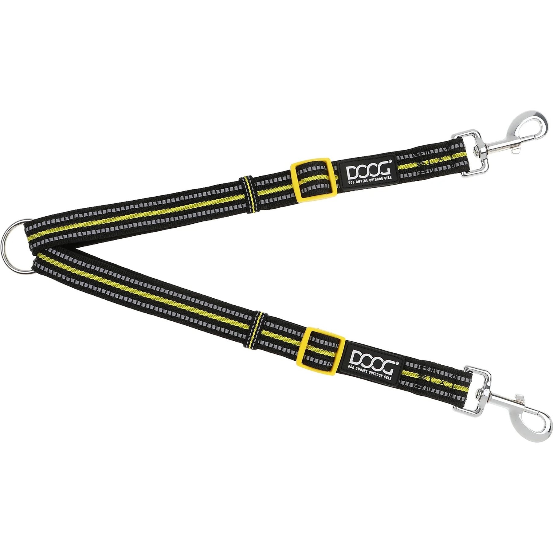 DOOG Dual Walker Bolt Reflective Dog Leash, Black/Yellow, 38 to 60-cm long, 1/8-in wide