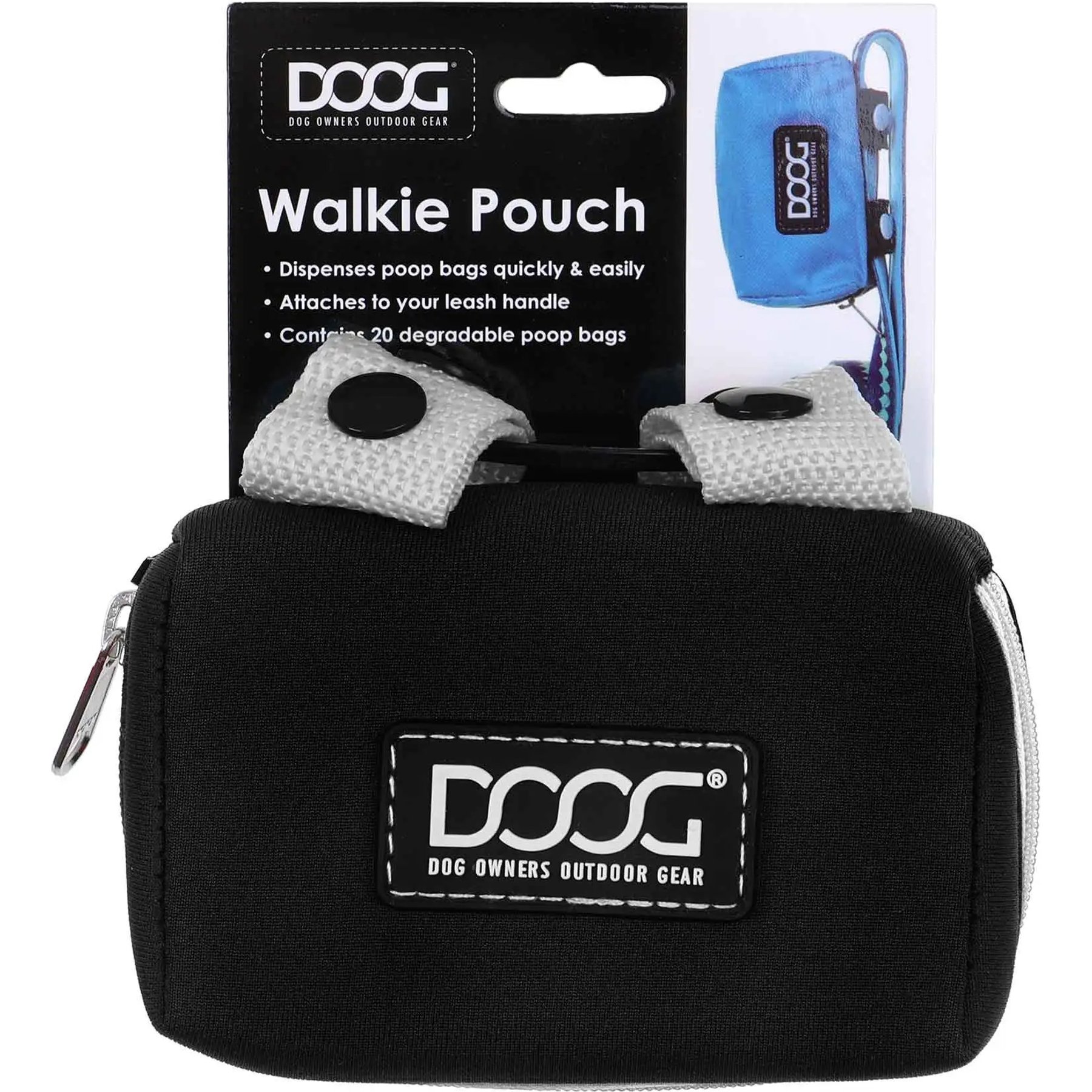 DOOG Walkie Dog Pouch Dog Poop Bag Dispenser, Black
