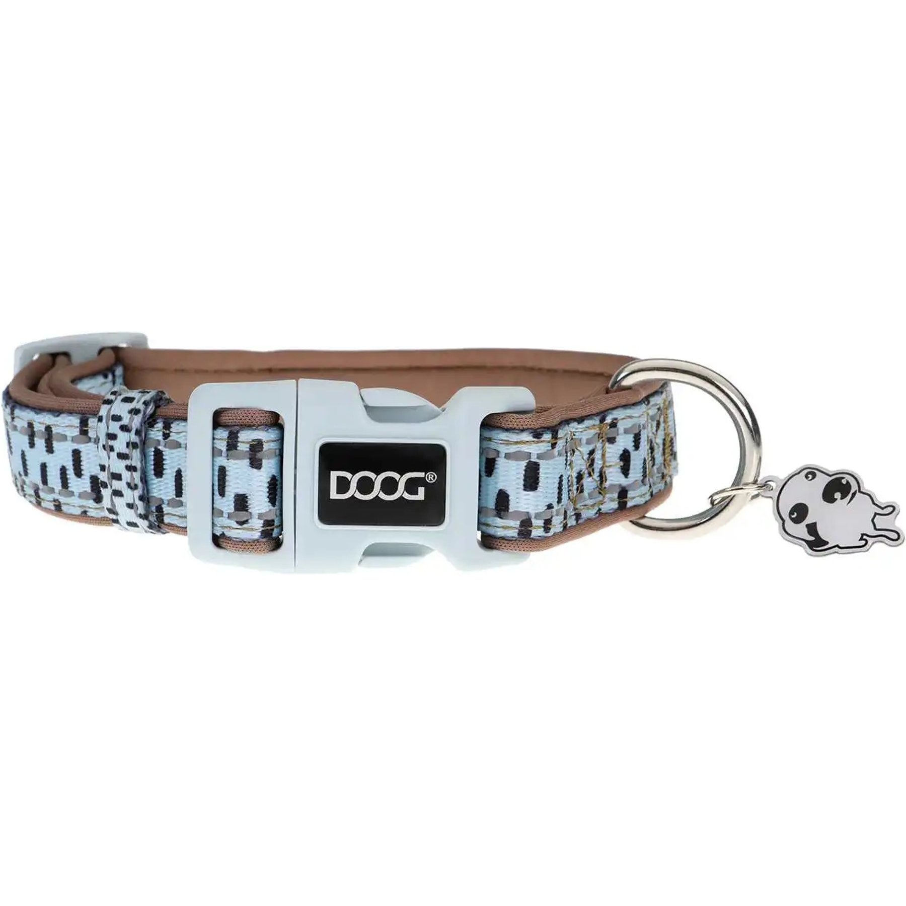 DOOG Neoprene Dash Dog Collar, Blue/Black/Brown, Large: 16 to 24-in neck, 1.375-in wide