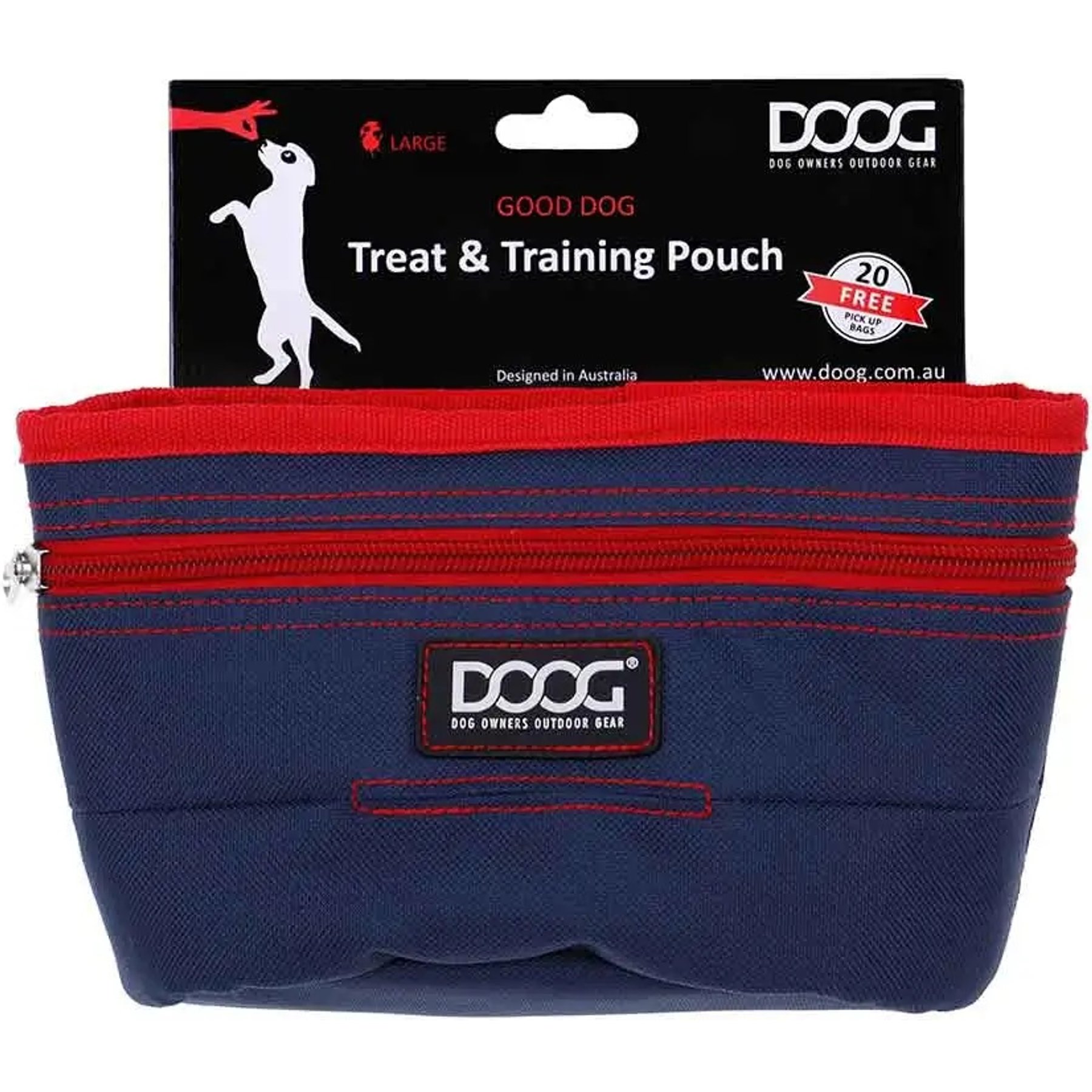 DOOG Treat & Training Dog Pouch, Navy/Red, Large