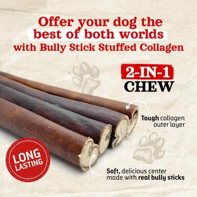 Show full view: Natural Farm 4 to 5-inch Stuffed Collagen Real Bully Stick Dog Chew Treats, 10 count slide 3 of 11