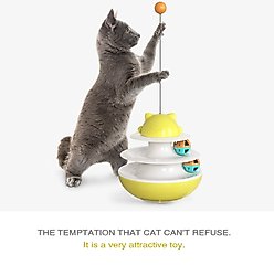 HANAMYA 2-Layer Track Tower Cat Toy, Yellow slide 2 of 8