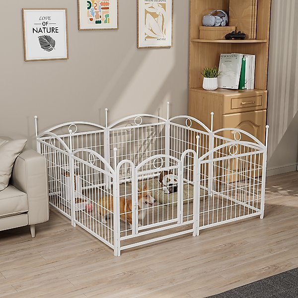 Show full view: Zeus & Ruta Foldable Metal Dog Playpen, White, 24-in, 8 panel slide 2 of 6
