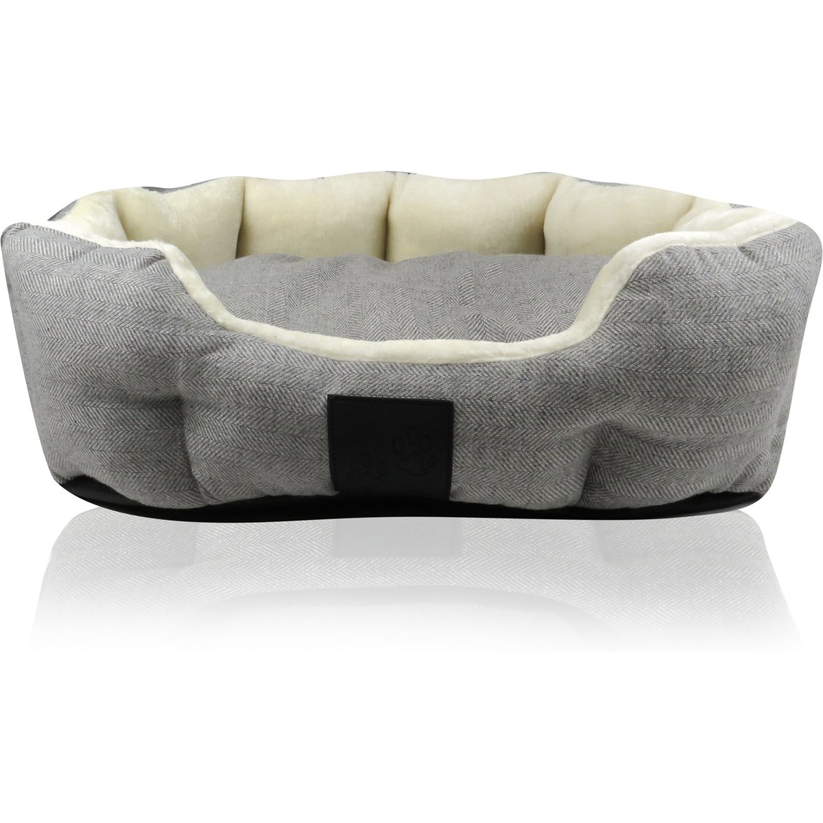 Pet Passion Mello Ultra Luxe Dog Bed, Ivory Tweed, Small