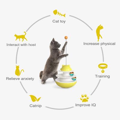 Show full view: HANAMYA 2-Layer Track Tower Cat Toy, Yellow slide 3 of 9