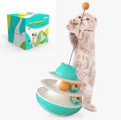 HANAMYA 2-Layer Track Tower Cat Toy, Blue
