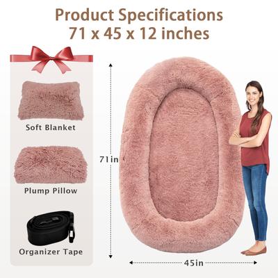 Show full view: LovMor Oversized Human Dog Bed, Pink slide 5 of 8