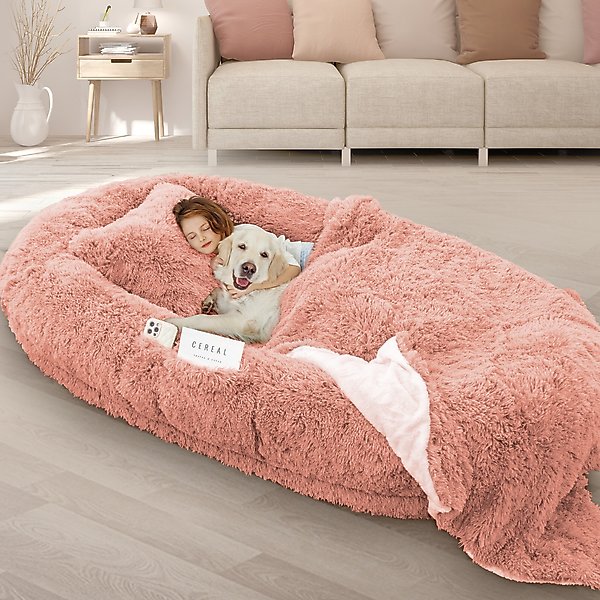 Show full view: LovMor Oversized Human Dog Bed, Pink slide 1 of 7
