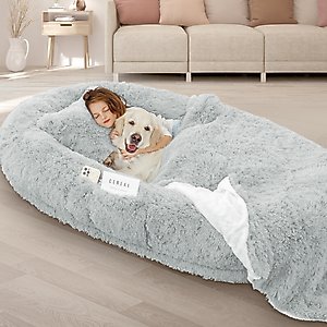 LovMor Oversized Human Dog Bed, Grey