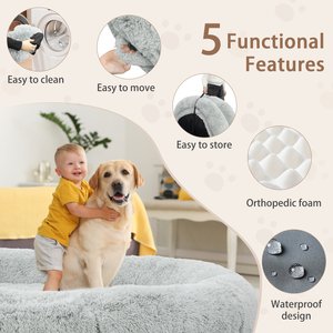 LovMor Oversized Human Dog Bed, Grey