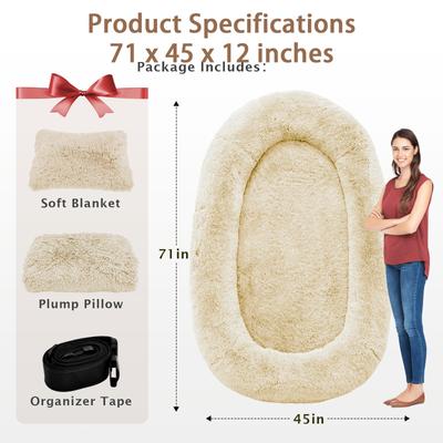 Show full view: LovMor Oversized Human Dog Bed, Beige slide 5 of 9