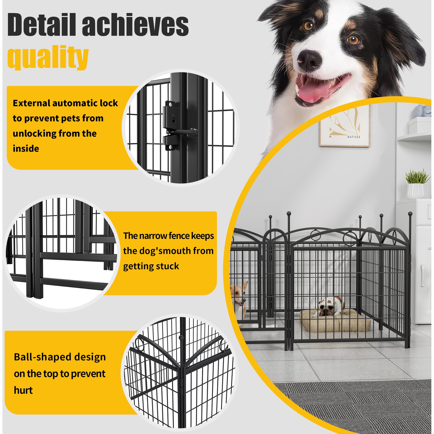 Cesicia Heavy Duty Dog Exercise Pen, Black