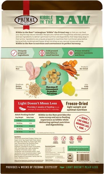 Primal Kibble in the Raw Chicken Recipe Non-GMO Freeze-Dried Dog Food