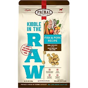 Primal Kibble in the Raw Fish & Pork Recipe Non-GMO Freeze-Dried Dog Food, 144-oz bag