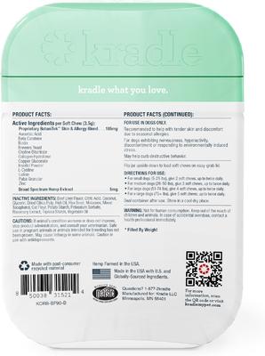 Show full view: Kradle Broad Spectrum Hemp Extract Beef Liver Flavor Skin Recovery Chews Supplement for Dogs, 90 count slide 3 of 10