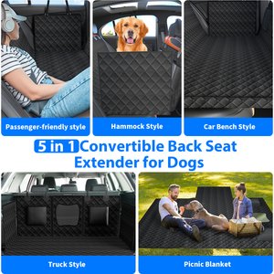 LovMor Dog Car Back Seat Cover Extender, Medium, Black