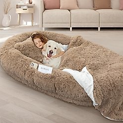LovMor Oversized Human Dog Bed, Khaki