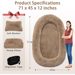 LovMor Oversized Human Dog Bed, Khaki