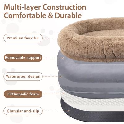 Show full view: LovMor 10-cm Thick Memory Foam Oversize Human Dog Bed with Plump Pillow & Removable Cover, 78 x 51 x 12-in, Khaki slide 6 of 8