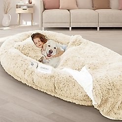 LovMor Oversized Human Dog Bed, Beige
