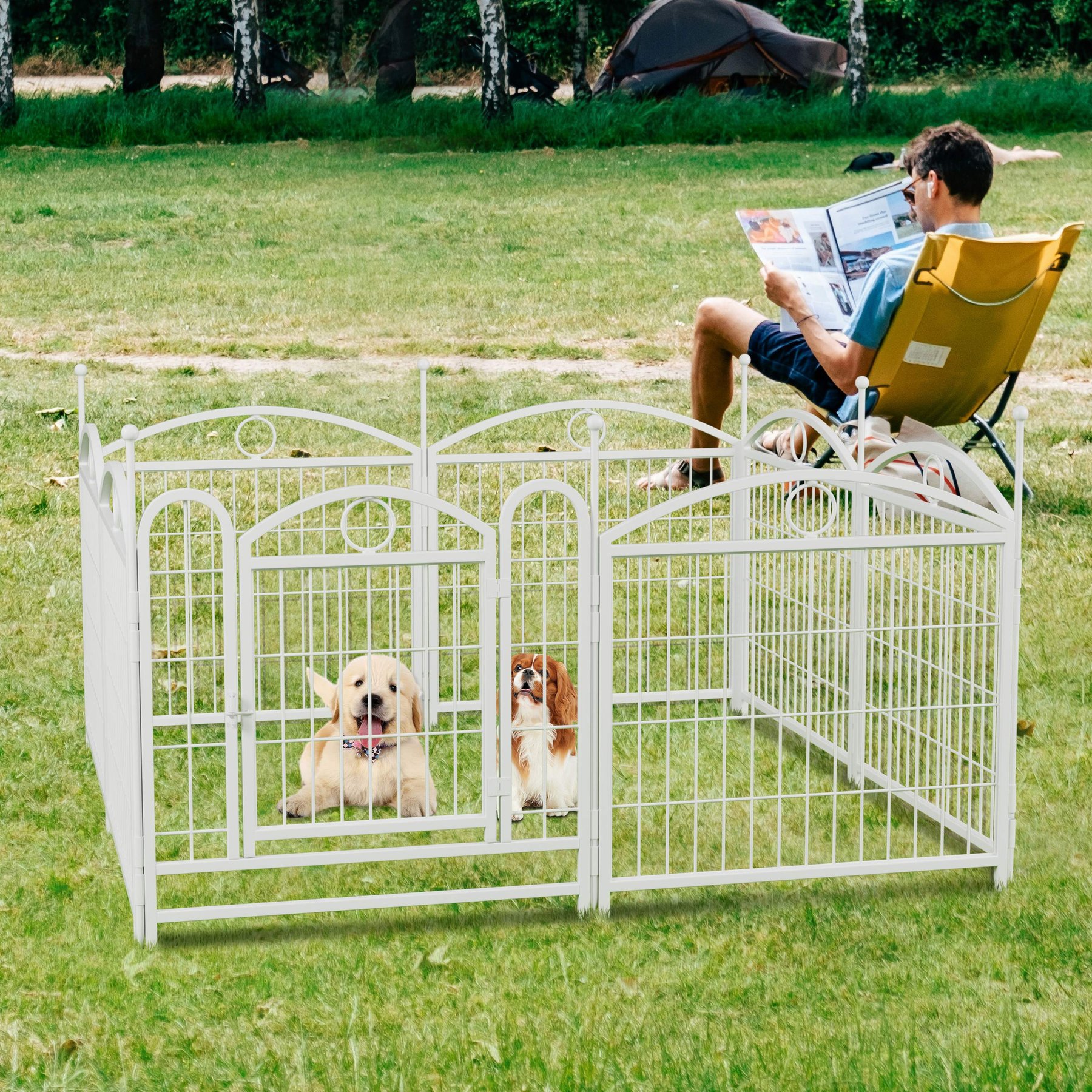 Cesicia Heavy Duty Foldable Dog Exercise Pen, White